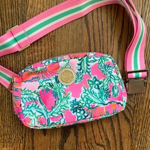 Lilly Pulitzer Pink and Green Floral Crossbody Bag